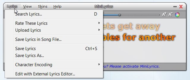 clicking-the-lyrics-menu