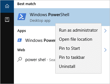 Opening Windows PowerShell to fix corrupted files