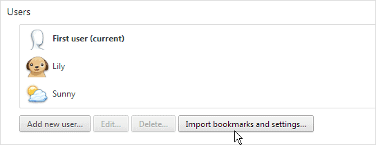Import settings button in Chrome. import-settings-button-in-chrome