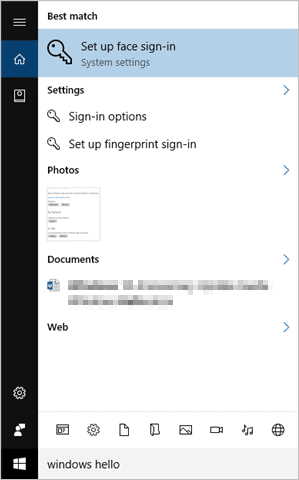 Windows Hello via Cortana Windows Hello via Cortana