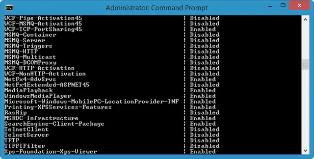 Features from Command Prompt features-command-prompt