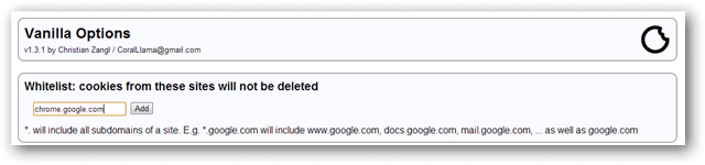 (6) options - whitelist