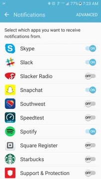 Galaxy S7 notification settings