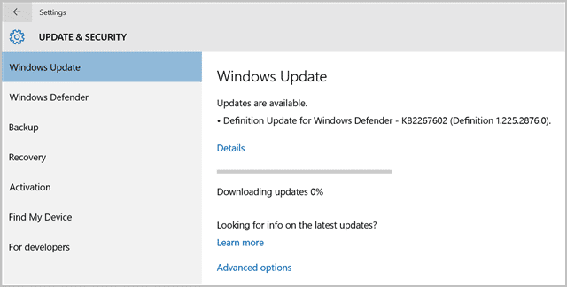 updating windows 10