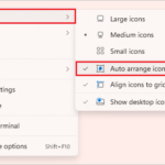 Auto arrange Desktop icons