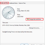 Click on Change date and time