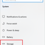 Click on Storage