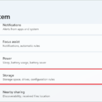 Open Storage settings