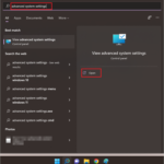 Open View advanced system settings