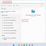 Open View advanced system settings