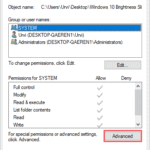 Open advanced security settings