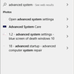 Open advanced system settings