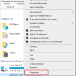 Open external drives properties