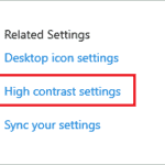 Open high contrast settings