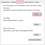 Open performance settings