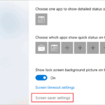 Open screen saver settings