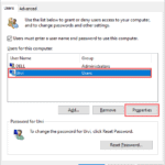 Open user account properties