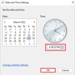Select the right time and date