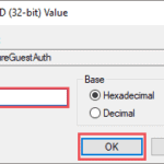 Set AllowInsecureGuestAuth to 1