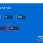 Set the time and click on Change