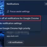 Turn off notifications from Notification area