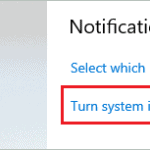 Turn system icons on or off