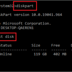 list disk command execution