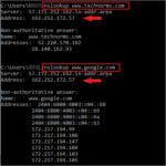 nslookup command with a host name