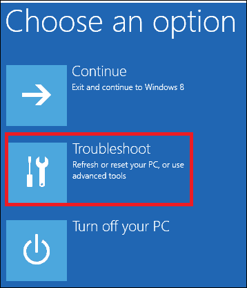 Click on troubleshoot to rest or refresh windows 10