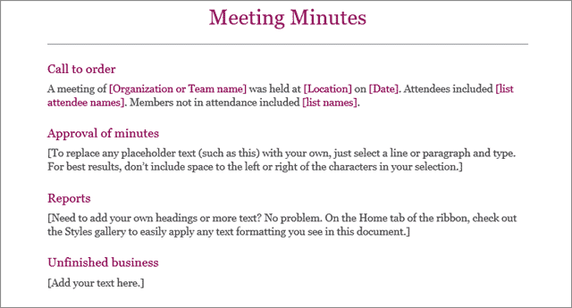 classic meeting minutes