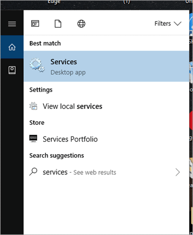 type services in search bar 