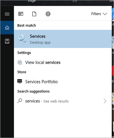type services in search bar
