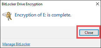 completed encryption of flash drive