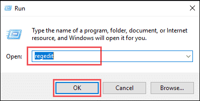 Open registry editor via Run to turn windows defender on
