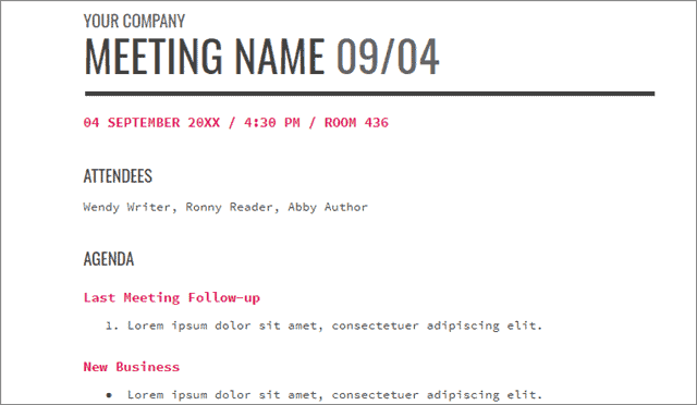 10 corporate meeting minutes