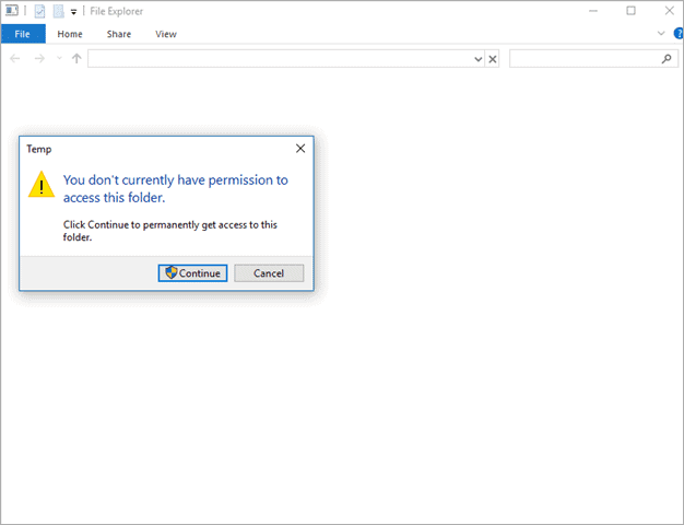 admin access needed to delete temp files