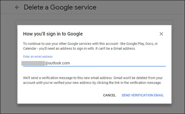 enter a non gmail id for verification