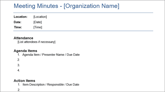 Meeting Minutes Action Items Template from www.technorms.com