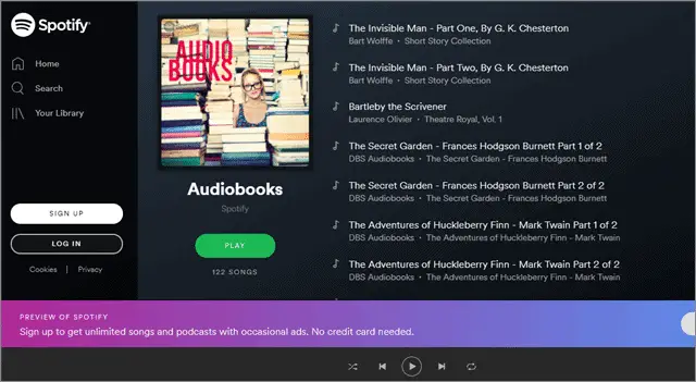 spotify for free audio books