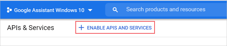 Enable APIs and Services 