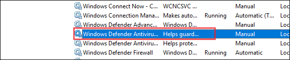click on Windows Defender Antivirus when windows defender blocked by group policy