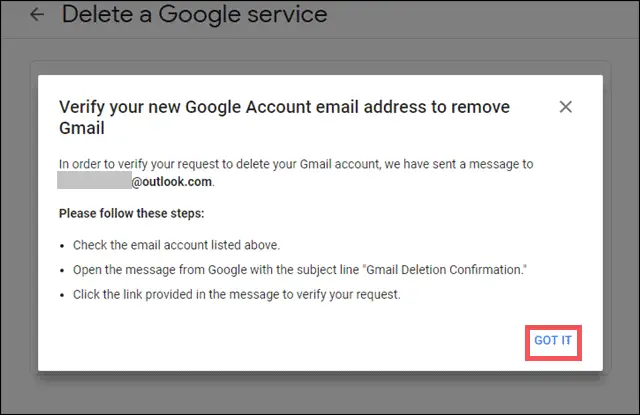 check and verify email id on how to delete gmail account