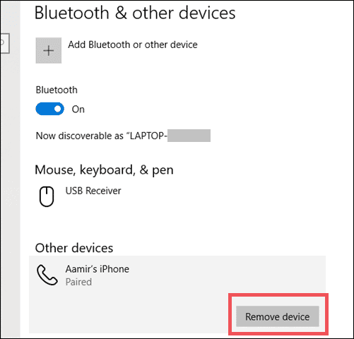 unpair a bluetooth device 