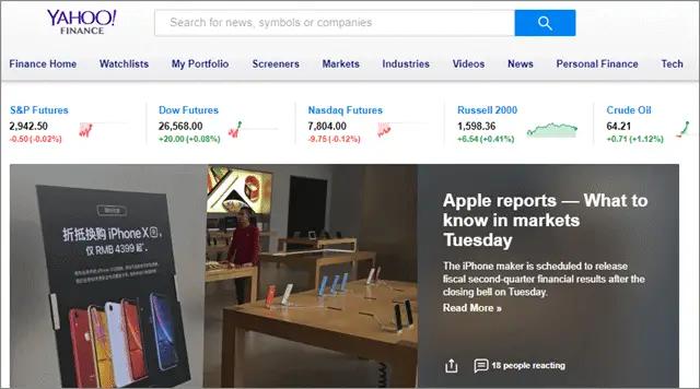 yahoo-finance-websites