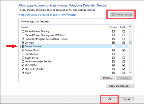 allow chrome to access network in firewall or antivirus settings