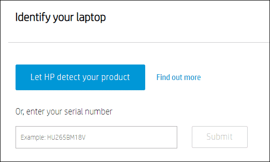 Enter the serial number of your HP product