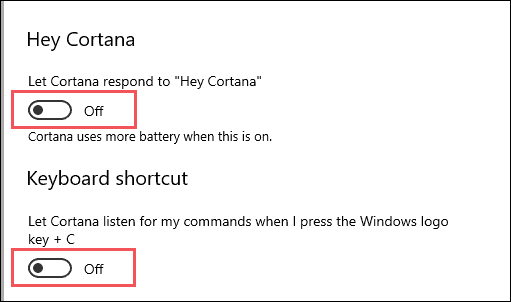 Disable Cortana