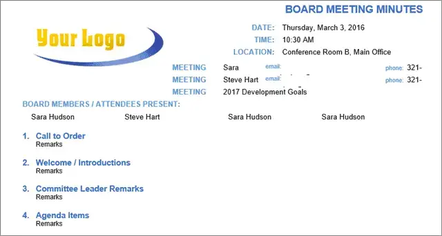 Board Meeting Minutes Template Nonprofit from www.technorms.com