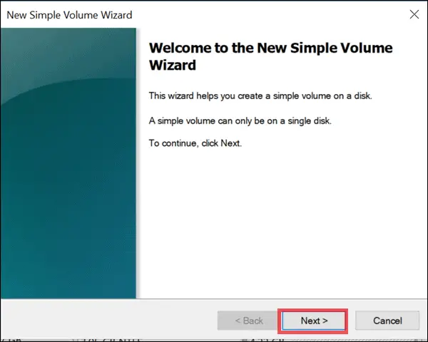 new simple volume wizard