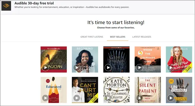 audible listen to books